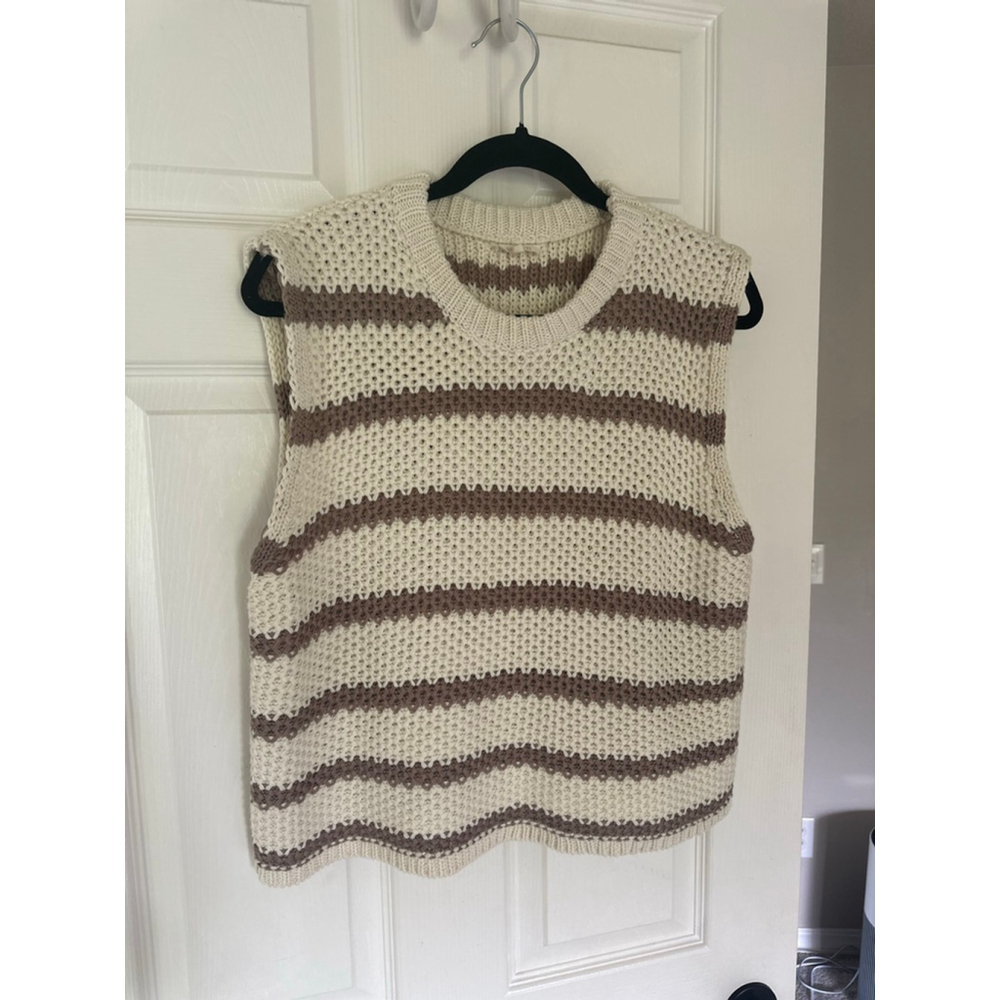 Women's La Miel Sweater Beige/Brown Striped Size L